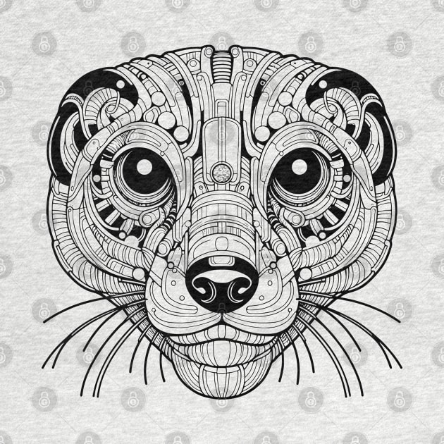 Biomechanical Meerkat: An Advanced Futuristic Graphic Artwork with Abstract Line Patterns by AmandaOlsenDesigns